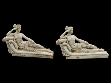 AFTER ANTONIO CANOVA PAIR OF MARBLE BOOK HOLDERS