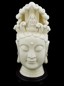 VINTAGE SCULPTURE HEAD GUANYIN BODHISATTVA COMPASSION