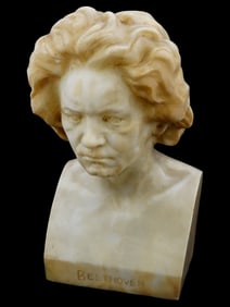 FRANZ PELESCHKA AUSTRIAN ALABASTER BUST OF BEETHOVEN