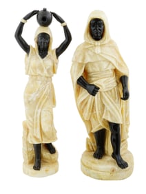 LOT TWO ORIENTALISTS CARVED ONYX SCULPTURES