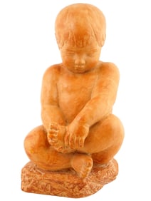 VINTAGE TERRACOTTA MPI BBW MUSEUM BABY BOY SCULPTURE