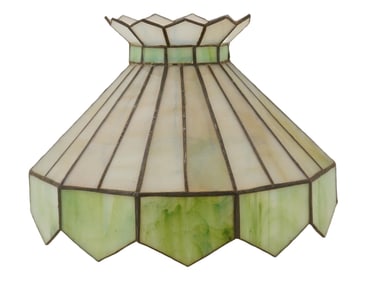 ANTIQUE TIFFANY MANNER STAINED GLASS HANGING SWAG LAMP