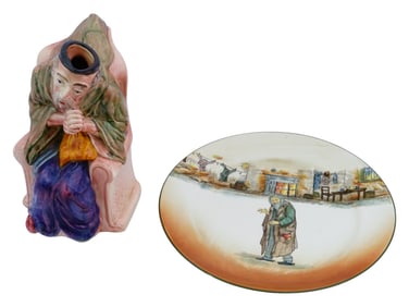 ROYAL DOULTON DICKENS WARE PLATE AND SHYLOCK TOBY JUG