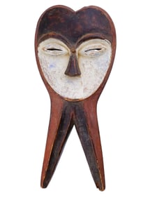 PAINTED WOODEN KWELE MASK F GABON CENTRAL AFRICA