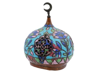 TURKISH ISLAMIC DOMED SHAPED ENAMEL CANDLE HOLDER