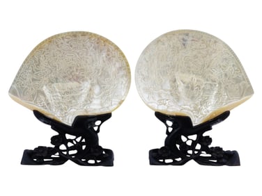 CHINESE REPUBLIC CARVED MOTHER OF PEARL SHELL PLAQUES