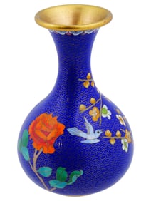 CHINESE CLOISONNE ENAMEL CHERRY BLOSSOMS VASE