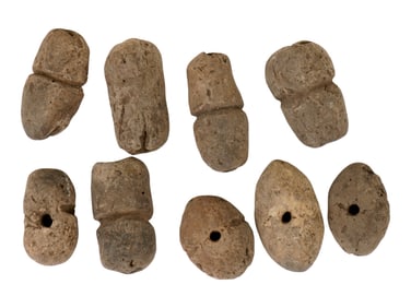 COLLECTION OF PREHISTORIC CLAY BEADS JEWELRY ARTIFACTS