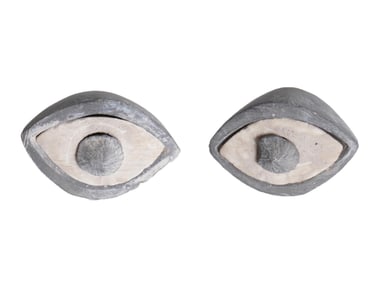 13- PAIR OF ANCIENT CARVED STEATITE EYES OF SEPARATE PARTS