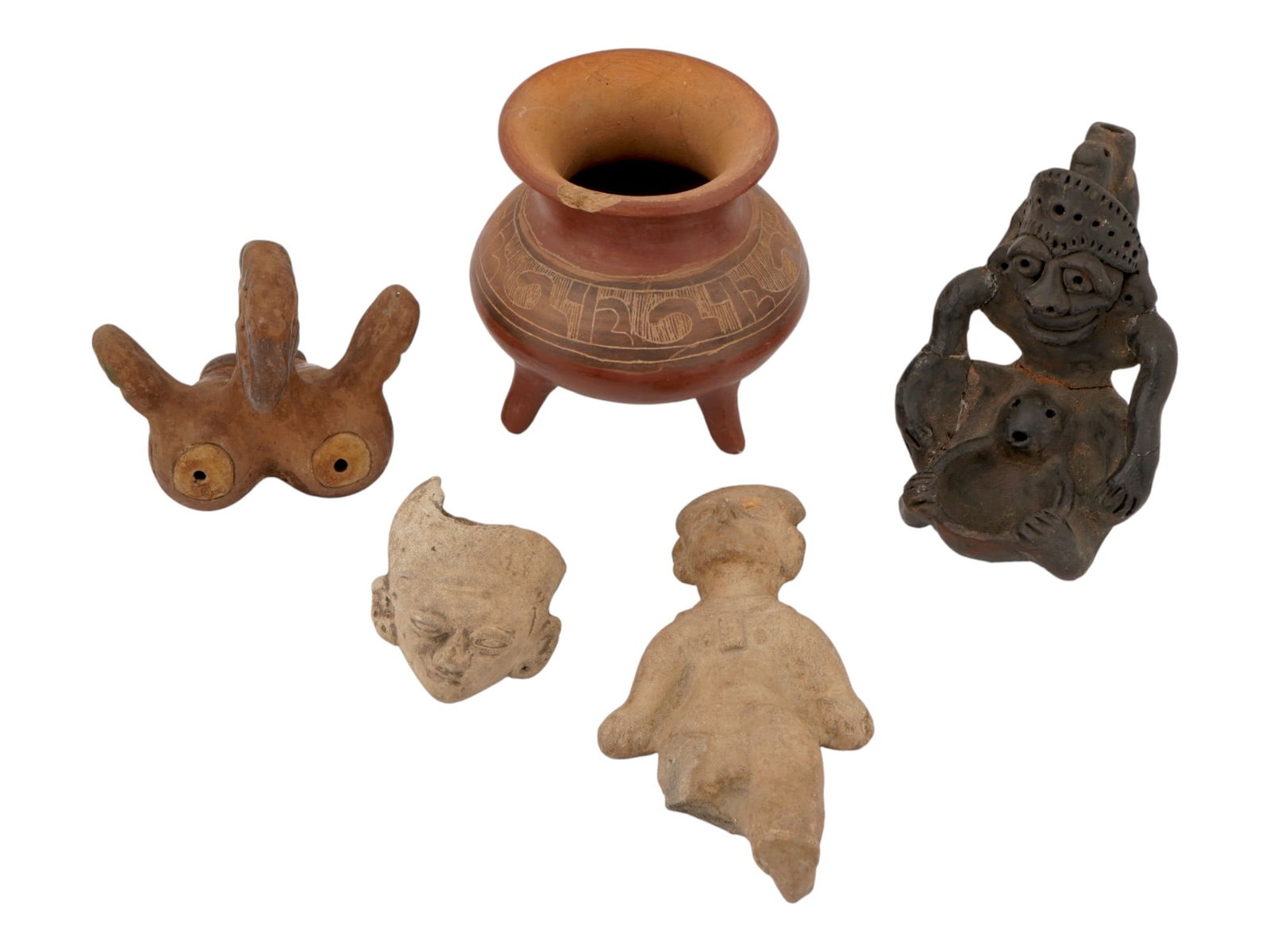 GROUP OF 5 ANCIENT PRE COLUMBIAN TERACOTTA PIECES (1 of 8)