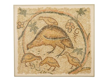 ANCIENT ROMAN BYZANTINE MOSAIC W BIRD 200 TO 500 AD