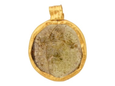 ANCIENT ROMAN GOLD GLASS MEDALLION OF GOD DIONYSUS