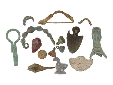 LOT OF ANCIENT ROMAN BRONZE LEADED STONE PIECES