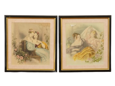 LOT OF ENGLISH FEMALE PORTRAIT COLORED ENGRAVINGS