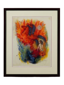 JUDAICA ISRAELI HORSES LITHOGRAPH BY REUVEN RUBIN