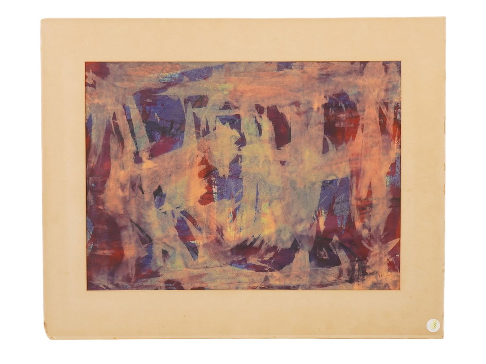 SIGNED DARIE VINTAGE MIXED MEDIA ON PAPER PAINTING (1 of 4)