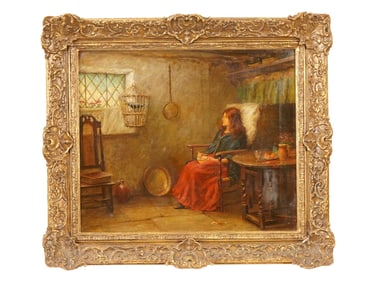 NEWTON BRABY ANTIQUE ENGLISH OIL GENRE PAINTING