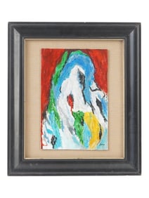 ABSTRACT DANISH OIL PAINTING SIGNED ASGER OLUF JORN