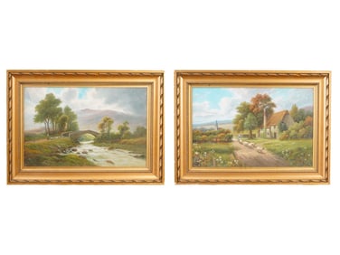 PAIR OF VINTAGE LANDSCAPE OIL PAINTINGS FRAMED
