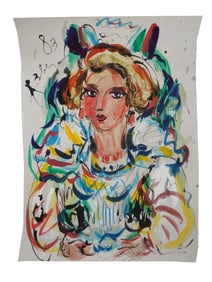 ATTR TO ANATOLY ZVEREV RUSSIAN MIXED MEDIA PAINTING