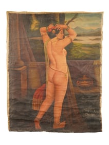 SIGNED HEMENDRANATH MAZUMDAR INDIAN OIL PAINTING