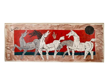 OIL PAINTING SIGNED MAQBOOL FIDA HUSAIN WITH COA