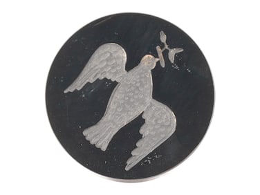 BLACK INTAGLIO CARVING A DOVE WITH AN OLIVE BRANCH