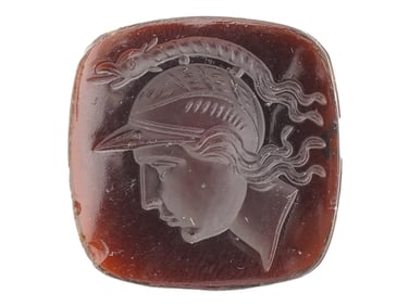 ROMAN INTAGLIO MINERVA GODDESS CARVED FROM CARNELIAN