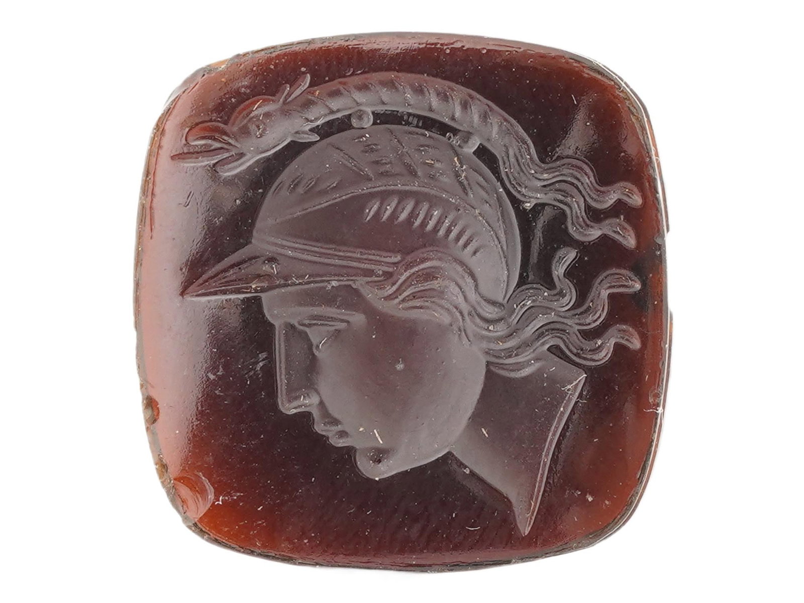 ROMAN INTAGLIO MINERVA GODDESS CARVED FROM CARNELIAN (1 of 4)