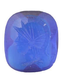 ROMAN MANNER CARVED BLUE GLASS PORTRAIT INTAGLIOS