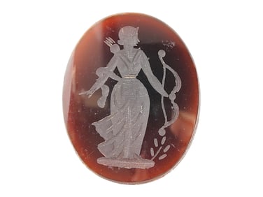 ANTIQUE CARNELIAN CAMEO W DIANA GODDESS PORTRAIT