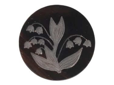 BLACK INTAGLIO CARVING LILY OF THE VALLEY FLOWERS
