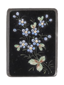 BLACK INTAGLIO CARVING W ENAMEL BLUEBERRY