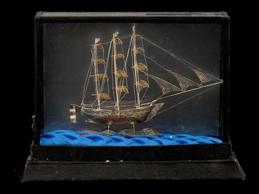 VINTAGE 900 ST SILVER FILIGREE SAILBOAT MODEL