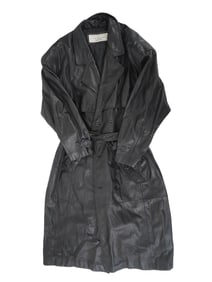 LUCIANO COLLECTION VINTAGE STYLE BLACK LEATHER COAT