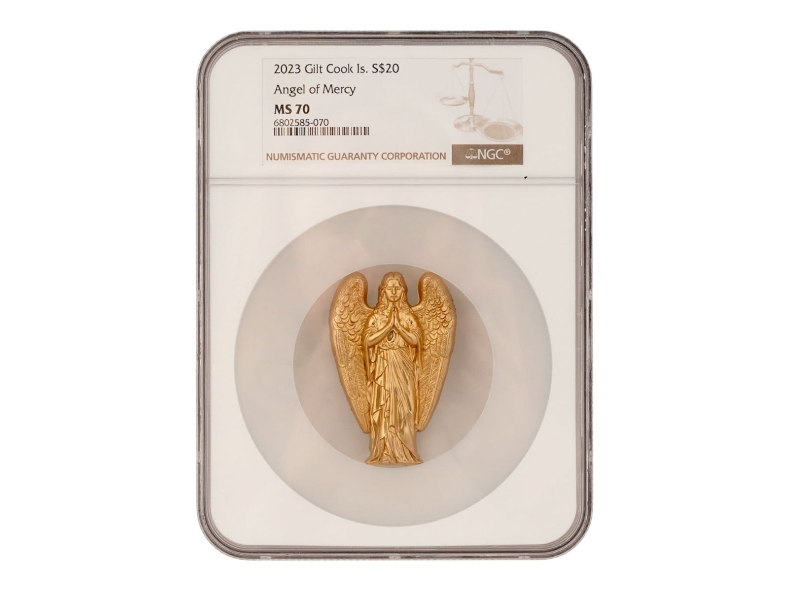2023 COOK ISLANDS ANGEL OF MERCY GILDED 20 DOLLARS (1 of 8)