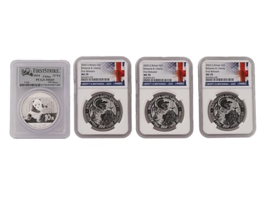 GROUP OF CHINESE AND GREAT BRITIAN SILVER GRADED COINS