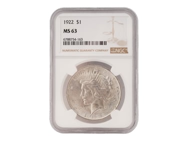 1922 AMERICAN PEACE SILVER DOLLAR MS63 NGC IOB