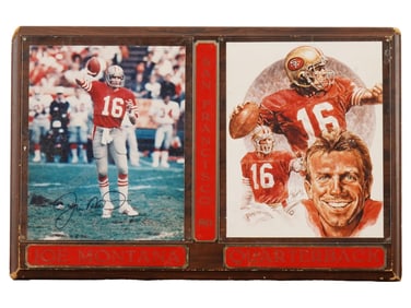 VINTAGE JOE MONTANA SAN FRANCISCO 49ERS BASEBALL PLAQUE