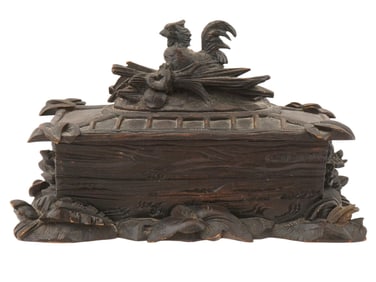 ANTIQUE BLACK FOREST STYLE CARVED WOODEN BOX CASKET