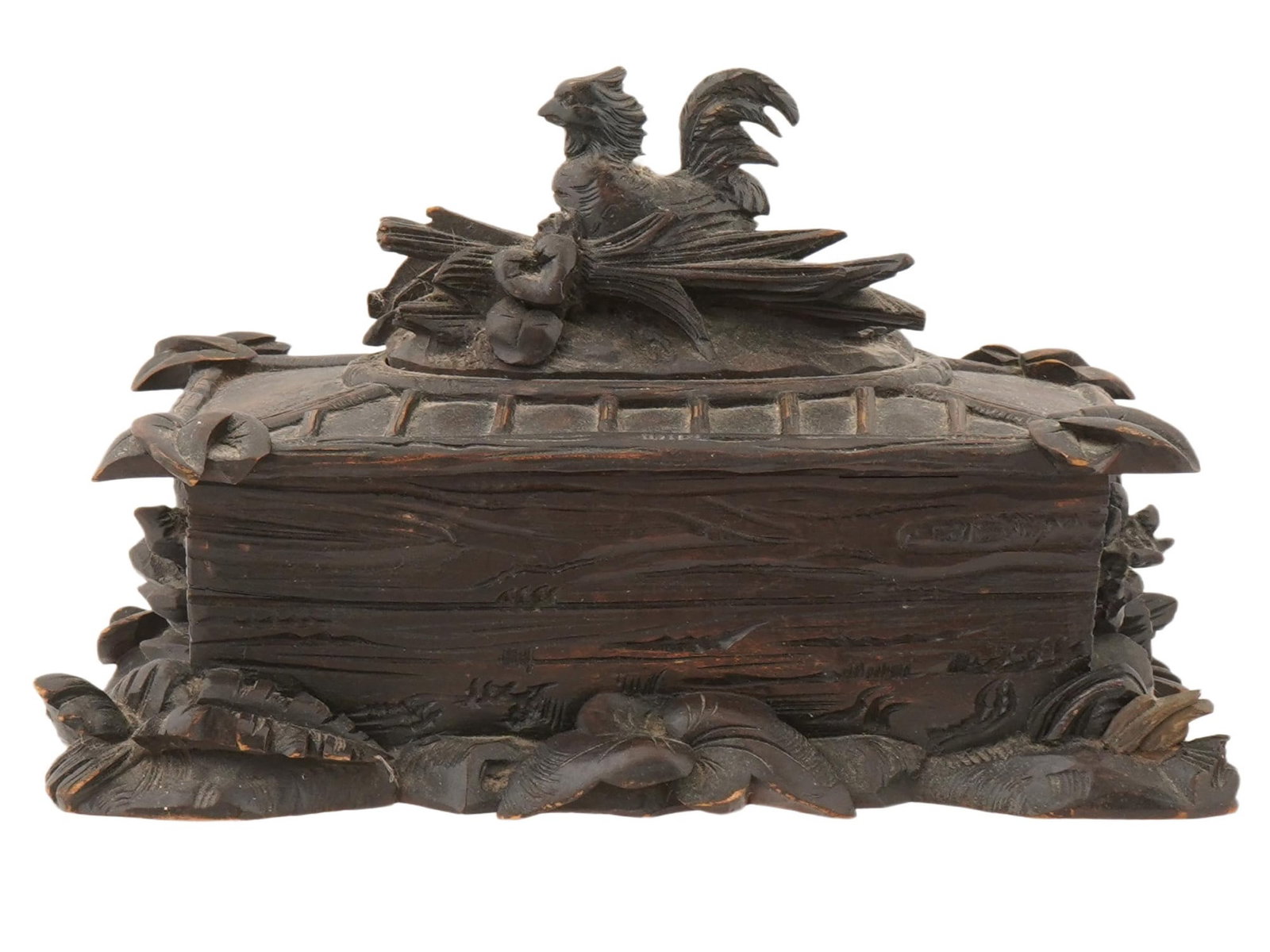 ANTIQUE BLACK FOREST STYLE CARVED WOODEN BOX CASKET (1 of 9)