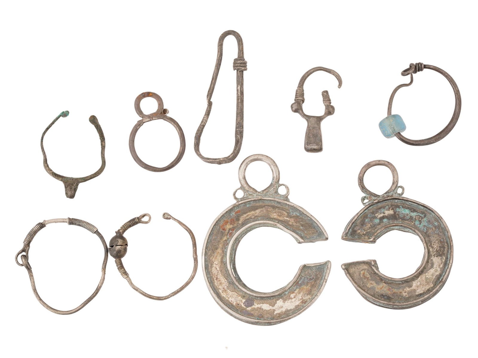 ANCIENT GRECO ROMAN SILVER EARRINGS 300 BC TO 100 AD (1 of 7)