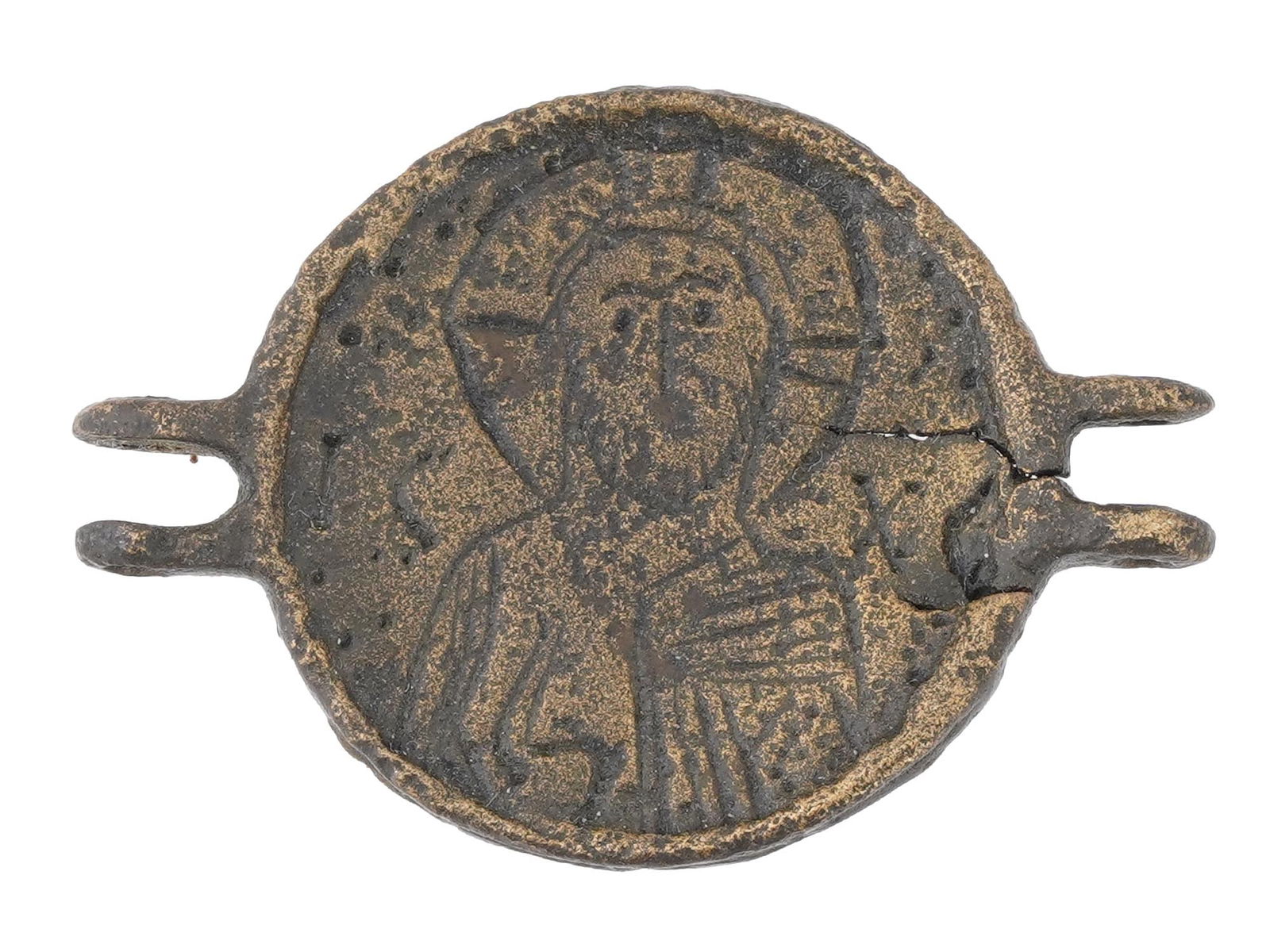 ANCIENT BYZANTINE JESUS BRONZE PENDANT 400 TO 600 AD (1 of 4)