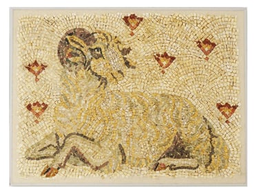 ANCIENT ROMAN RECTANGULAR MOSAIC RAM PIECE