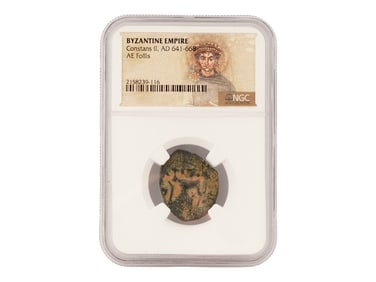 ANCIENT BYZANTINE EMPIRE CONSTANS II FOLLIS COIN