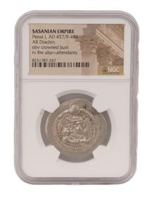 PERSIAN SASANIAN EMPIRE SILVER DRACHM GRADED COIN