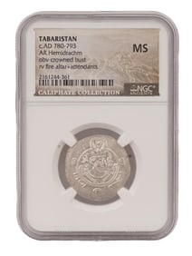 ANCIENT TABARISTAN AR HEMIDRACHM GRADED COIN