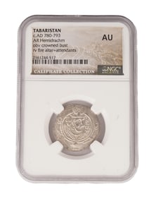 ANCIENT TABARISTAN AR HEMIDRACHM GRADED COIN