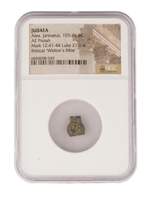 JUDAEA ALEX JANNAEUS BRONZE WIDOWS MITE GRADED COIN