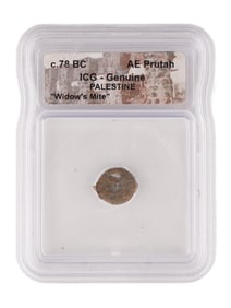 JUDEA JANNAEUS BRONZE PRUTAH WIDOWS MITE GRADED COIN
